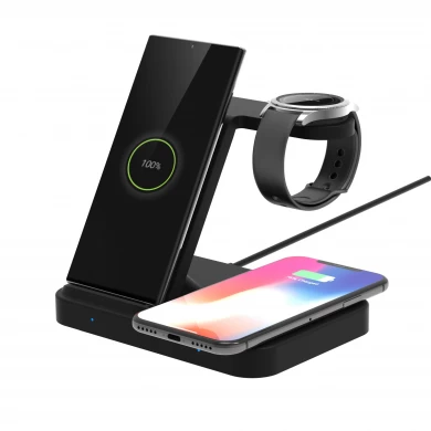 2020 Новое быстрое беспроводное зарядное устройство 3 в 1 для Samsung S10 / 9 и Galaxy Watch, Galaxy Buds и Airpods2 / Pro с дополнительным портом USB для семейства продуктов Samsung (MH-Q475)