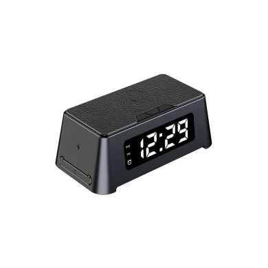4 σε 1 Γρήγορη ασύρματη φόρτιση σταθμού ξυπνητήρι με LED ψηφιακό ρολόι και οθόνη θερμόμετρου για φόρτιση AirPods Iwatch (MH-D62)