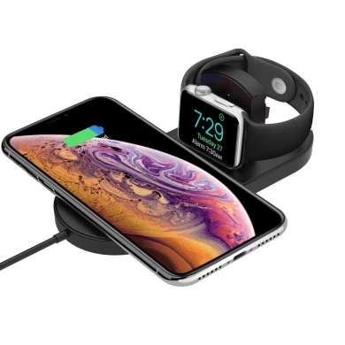 Самая дешевая двойная беспроводная зарядная панель для Apple Watch Series 5/4/3/2/1 и iPhone 11 Pro Max / XS Max / XR или мобильные телефоны с поддержкой Qi (MH-Q500)