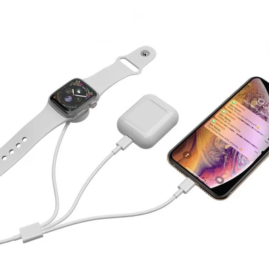 Cargador inalámbrico iWatch magnético portátil de precio de fábrica 3 en 1 para Apple Watch Series 4/3/2/1 y cable de carga para iPhone y iPad (MH-D32A)