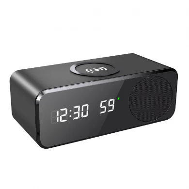 Prezzo di fabbrica Digital Digital Clock con arresto dell'orologio e altoparlante wireless Caricatore con ricarica wireless veloce da 15 W e supporto del telefono (MH-W26)