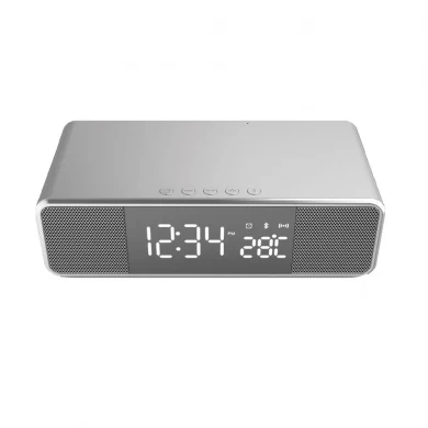 Πολυλειτουργικό ρολόι ασύρματου φορτιστή με ραδιόφωνο FM και επιτραπέζιο ηχείο Bluetooth με οθόνη θερμόμετρου και λειτουργία ξυπνητηριού (MH-D69)