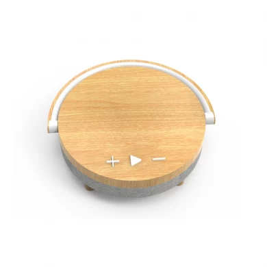 Φορητό μουσικό κομοδίνο επιτραπέζιο λαμπτήρα με ασύρματο φορτιστή τηλεφώνου και προσαρμόσιμο ξύλινο ασύρματο ηχείο χρώματος με ύφασμα (MH-Q960B)