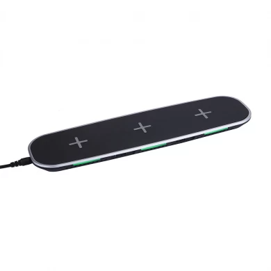 Qi Triple Wireless Charger Pad für alle Qi-fähigen Mobiltelefone mit zwei USB-Ladeanschlüssen zum gleichzeitigen Laden von fünf Geräten (MH-Q100)