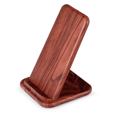 Shenzhen Niedrigster Preis Deep Wood Grain Design Schneller kabelloser Ladeständer für iPhone Xs Max und Samsung Galaxy S10 Plus (MH-V22D)