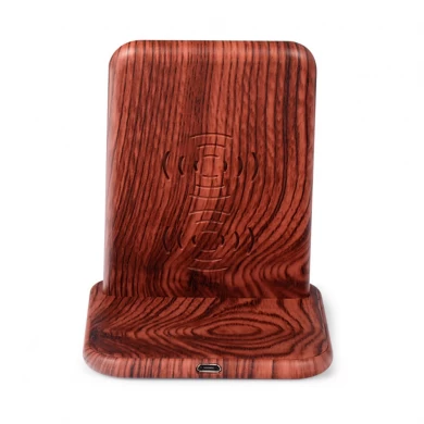 Shenzhen Niedrigster Preis Deep Wood Grain Design Schneller kabelloser Ladeständer für iPhone Xs Max und Samsung Galaxy S10 Plus (MH-V22D)
