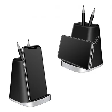 شنتشن Popular Qi Standard Fast Charging Stand Stand for iphone XS Max / XR / X / 8 / 8Plus و Samsung Galaxy S10 / S10Plus وأيضاً حامل قلم رصاص للاستخدام المكتبي (MH-V82)