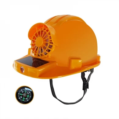 Polycrystalline solar panels safety hard hat Outdoor industrial use with fan and torch light
