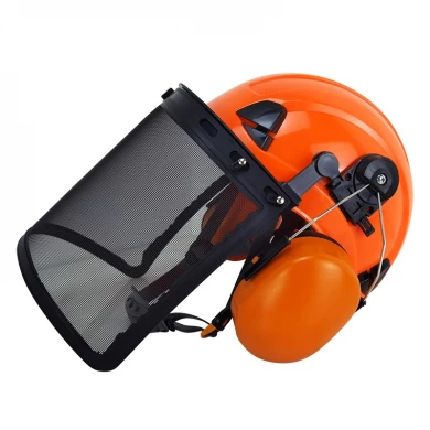 페이스 쉴드와 귀 머프가있는 임업 하드 모자 3 in 1 CE EN397 임업 안전 헬멧 전기 톱 헬멧
