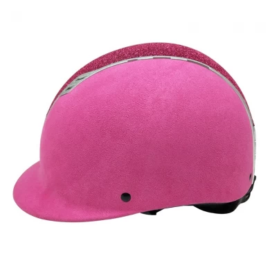 Microfiber pink horseback riding helmet, velvet riding horse helmets