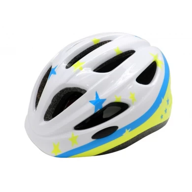 White With Blue Color Star Pattern Children Bike Helmet AU-C06