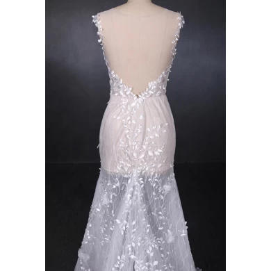 2019 nuevo diseño Vestidos de novia Ver a través de Sexy vestido de noiva Con cola corta