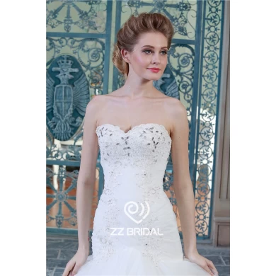 Les images réelles dentelle perlée robe de mariée appliqued de décolleté amie 2015