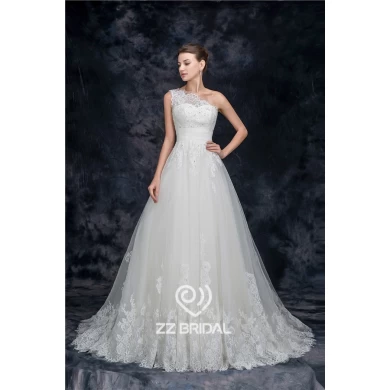 Tatsächliche Bilder elegantes Schulter-Spitze Hochzeitskleid Hersteller
