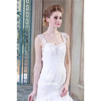 Actual images sexy spaghetti strap with beadings wedding gown supplier