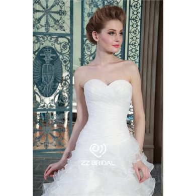 Actual images sweetheart neckline ruffled organza layered mermaid wedding gown China