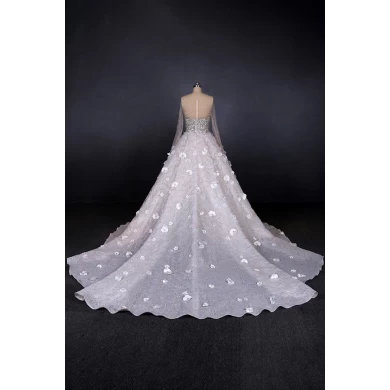 Vestito da cerimonia nuziale di cristallo del vestito lungo da cerimonia nuziale di lusso in rilievo 2019