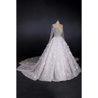 Vestido de novia de tren largo de lujo con cuentas Vestido de novia de cristal 2019