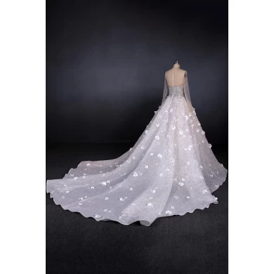 Vestito da cerimonia nuziale di cristallo del vestito lungo da cerimonia nuziale di lusso in rilievo 2019