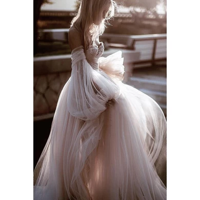 Casualowe suknie ślubne Niesamowita linia marszczona białe suknie ślubne księżniczki OEM