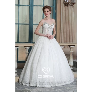China beaded see through corset sweetheart neckline princess wedding gown manufacturer