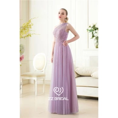 China light purple one-shoulder sequined beaded long evening gown factory