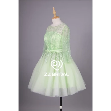 China mini skirt long sleeve sequined green short evening dress
