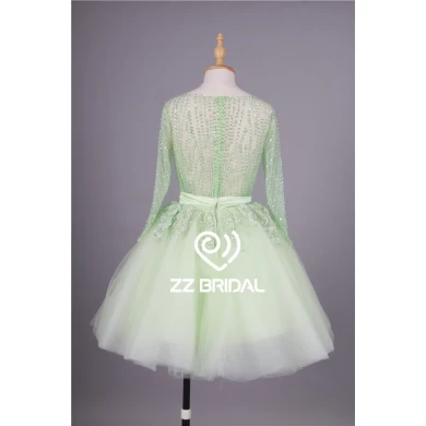 Chine mini jupe à paillettes à manches longues robe verte de soirée courte