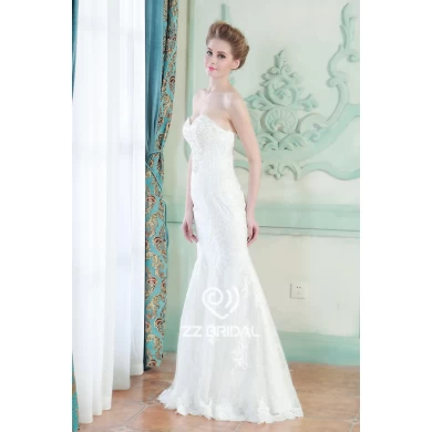 China sweetheart neckline beaded lace appliqued mermaid wedding gown supplier