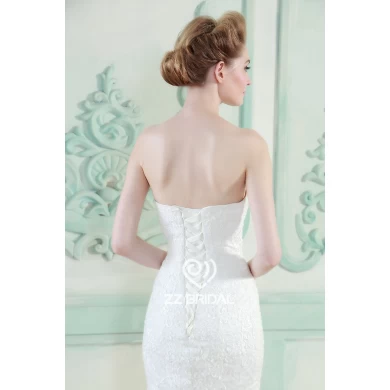 China sweetheart neckline beaded lace appliqued mermaid wedding gown supplier