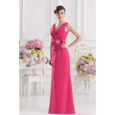 Elegant beaded long chiffon pink gown bridesmaids dress elegant