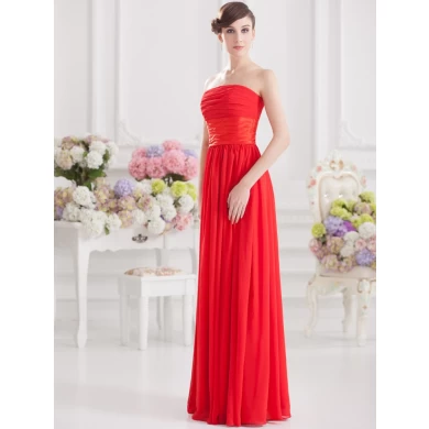 Elegant sleeveless red long chiffon evening dress