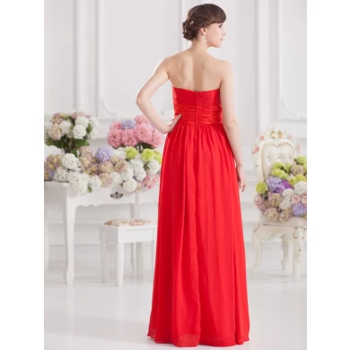 Elegant sleeveless red long chiffon evening dress