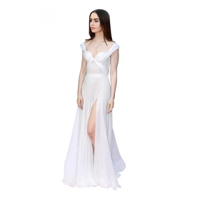 Floor Length Ivory Ladies Maxi Dress Bandage Gown Women Elegant Sequin dress