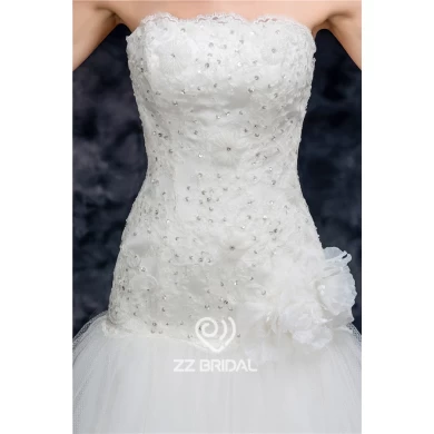 Full bodice beaded mermaid style made in China lace appliqued wedding dress manufacturer