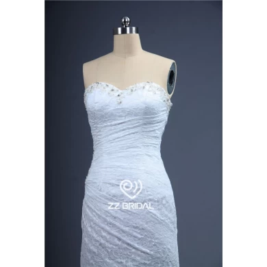 Good quality beaded ruffled sweetheart neckline mermaid wedding dress with train