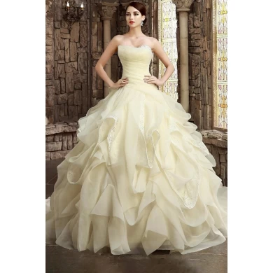Graceful Ball Gown Hand-made Ruching Ruffled Wedding Dress