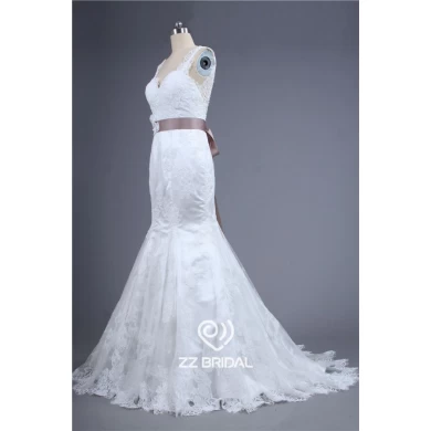 Alta alcinhas personalizado feito com cinto de laço sem encosto flor handmade vestido de noiva sereia