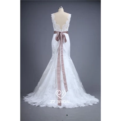 Высокая заказ планки спагетти с кружевом спинки ремня цветок ручной работы русалка свадебное платье