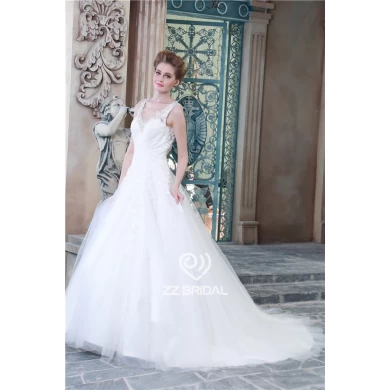 Высокая заказ V-образным вырезом створки с наплывов спинки-Line свадебное платье, сделанные в Китае
