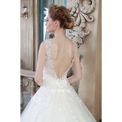 Hohe Maß V-Ausschnitt Schärpe mit beadings backless A-line Hochzeitskleid in China hergestellt