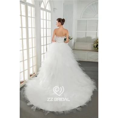 Tulle de haute qualité bustier en couches ceinture appliqued robe de mariée robe de bal perles fabriqués en Chine
