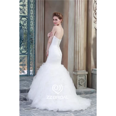 Heißer Verkauf Rüschenschatzausschnitt Organza Hochzeitskleid in China hergestellt