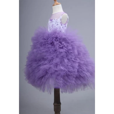 Latest Design Little Girls Puffy Dress Princess Light Purple Flower Girl Dresses HMY-FL026