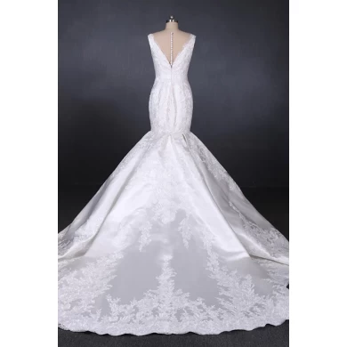 Latest Design Luxury Lace Mermaid Sexy Long Train Vestido De Novia V neck wedding dress bridal gown 2019