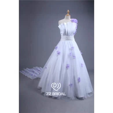 Últimas moldeado chal con flores hechas a mano púrpura de novia vestido de proveedor