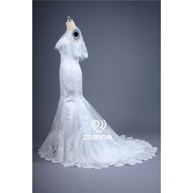 أحدث تصميم الصين السباغيتي حزام الخامس يعود Appliqued الرباط نمط حورية البحر ثوب الزفاف