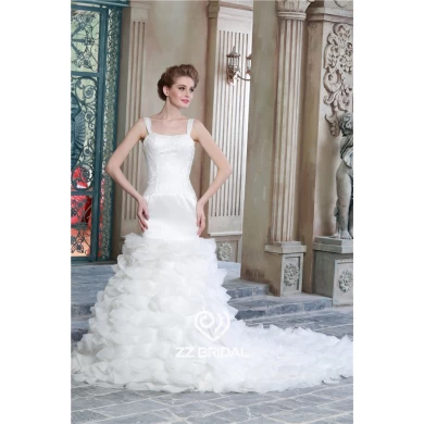 Neuesten Design-Isolationsschlauchbügel Organza überlagerte Meerjungfrau Hochzeitskleid mit Schleppe China