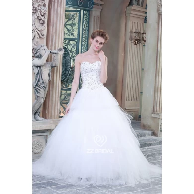  Luxurious sweetheart neckline sequined tulle layered wedding gown 2015 supplier