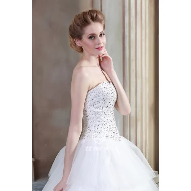 Luksusowy kochanie dekolt tiul cekinami suknia ślubna 2015 warstwowej dostawca